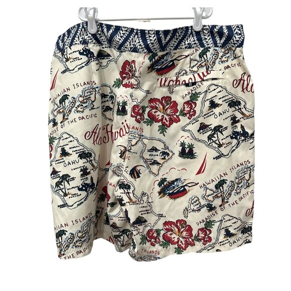 Vintage Nautica Mens Hawaiian Islands Print Swim Trunks Drawstring Waist Size 36 - Picture 2 of 7
